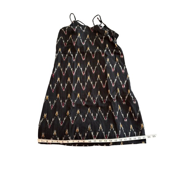 Loft Petite 6P Black & Multicolor Ikat Pattern Sleeveless Dress With Crisscross - Picture 8 of 8